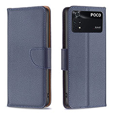 Handytasche Stand Schutzhülle Flip Leder Hülle B06F für Xiaomi Poco M4 Pro 4G Blau