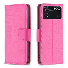 Handytasche Stand Schutzhülle Flip Leder Hülle B06F für Xiaomi Poco M4 Pro 4G Pink