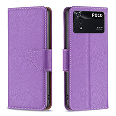 Handytasche Stand Schutzhülle Flip Leder Hülle B06F für Xiaomi Poco M4 Pro 4G Violett