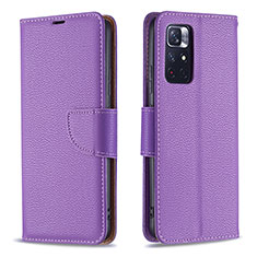 Handytasche Stand Schutzhülle Flip Leder Hülle B06F für Xiaomi Poco M4 Pro 5G Violett