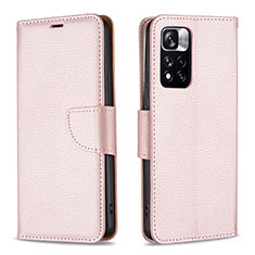 Handytasche Stand Schutzhülle Flip Leder Hülle B06F für Xiaomi Poco X4 NFC Rosegold