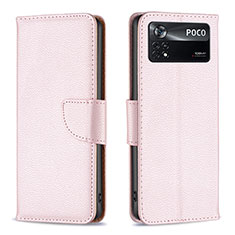 Handytasche Stand Schutzhülle Flip Leder Hülle B06F für Xiaomi Poco X4 Pro 5G Rosegold