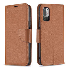 Handytasche Stand Schutzhülle Flip Leder Hülle B06F für Xiaomi Redmi Note 10 5G Braun