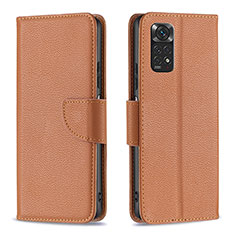 Handytasche Stand Schutzhülle Flip Leder Hülle B06F für Xiaomi Redmi Note 11 4G (2022) Braun