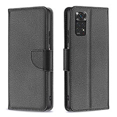 Handytasche Stand Schutzhülle Flip Leder Hülle B06F für Xiaomi Redmi Note 11 4G (2022) Schwarz