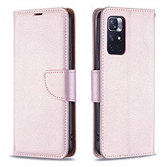 Handytasche Stand Schutzhülle Flip Leder Hülle B06F für Xiaomi Redmi Note 11 5G Rosegold