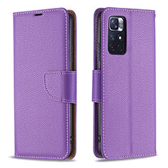 Handytasche Stand Schutzhülle Flip Leder Hülle B06F für Xiaomi Redmi Note 11 5G Violett