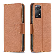 Handytasche Stand Schutzhülle Flip Leder Hülle B06F für Xiaomi Redmi Note 11 Pro 4G Braun