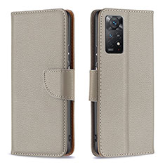 Handytasche Stand Schutzhülle Flip Leder Hülle B06F für Xiaomi Redmi Note 11 Pro 4G Grau