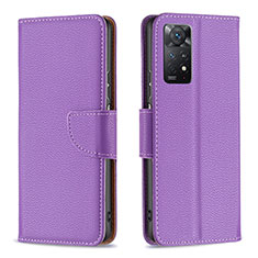 Handytasche Stand Schutzhülle Flip Leder Hülle B06F für Xiaomi Redmi Note 11 Pro 4G Violett