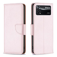 Handytasche Stand Schutzhülle Flip Leder Hülle B06F für Xiaomi Redmi Note 11E Pro 5G Rosegold