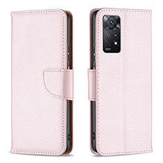 Handytasche Stand Schutzhülle Flip Leder Hülle B06F für Xiaomi Redmi Note 12 Pro 4G Rosegold