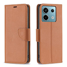 Handytasche Stand Schutzhülle Flip Leder Hülle B06F für Xiaomi Redmi Note 13 Pro 5G Braun