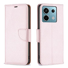 Handytasche Stand Schutzhülle Flip Leder Hülle B06F für Xiaomi Redmi Note 13 Pro 5G Rosegold