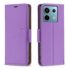 Handytasche Stand Schutzhülle Flip Leder Hülle B06F für Xiaomi Redmi Note 13 Pro 5G Violett