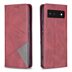 Handytasche Stand Schutzhülle Flip Leder Hülle B07F für Google Pixel 6 5G Rot