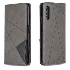 Handytasche Stand Schutzhülle Flip Leder Hülle B07F für Huawei P Smart Z (2019) Grau