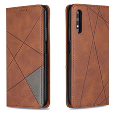 Handytasche Stand Schutzhülle Flip Leder Hülle B07F für Huawei Y9 Prime (2019) Braun