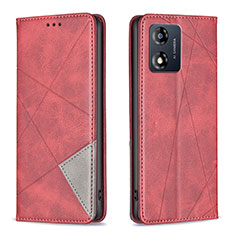 Handytasche Stand Schutzhülle Flip Leder Hülle B07F für Motorola Moto E13 Rot