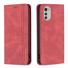 Handytasche Stand Schutzhülle Flip Leder Hülle B07F für Motorola Moto E32 Rot