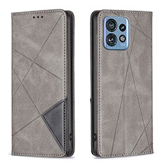 Handytasche Stand Schutzhülle Flip Leder Hülle B07F für Motorola Moto Edge Plus (2023) 5G Grau