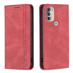 Handytasche Stand Schutzhülle Flip Leder Hülle B07F für Motorola Moto G51 5G Rot