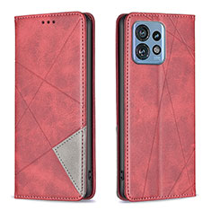 Handytasche Stand Schutzhülle Flip Leder Hülle B07F für Motorola Moto X40 5G Rot