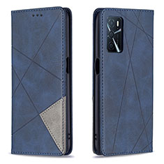 Handytasche Stand Schutzhülle Flip Leder Hülle B07F für Oppo A16 Blau