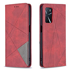 Handytasche Stand Schutzhülle Flip Leder Hülle B07F für Oppo A16 Rot