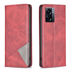 Handytasche Stand Schutzhülle Flip Leder Hülle B07F für Oppo A57 5G Rot