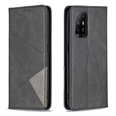 Handytasche Stand Schutzhülle Flip Leder Hülle B07F für Oppo A94 5G Schwarz