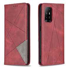 Handytasche Stand Schutzhülle Flip Leder Hülle B07F für Oppo F19 Pro+ Plus 5G Rot