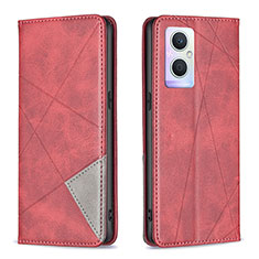 Handytasche Stand Schutzhülle Flip Leder Hülle B07F für Oppo F21 Pro 5G Rot