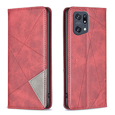 Handytasche Stand Schutzhülle Flip Leder Hülle B07F für Oppo Find X5 Pro 5G Rot