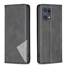 Handytasche Stand Schutzhülle Flip Leder Hülle B07F für Oppo Find X5 Pro 5G Schwarz