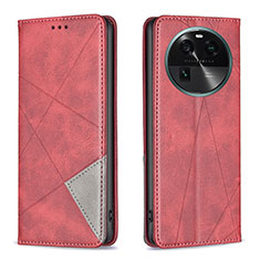 Handytasche Stand Schutzhülle Flip Leder Hülle B07F für Oppo Find X6 5G Rot