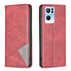 Handytasche Stand Schutzhülle Flip Leder Hülle B07F für Oppo Reno7 Pro 5G Rot