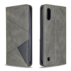 Handytasche Stand Schutzhülle Flip Leder Hülle B07F für Samsung Galaxy A01 SM-A015 Grau