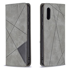 Handytasche Stand Schutzhülle Flip Leder Hülle B07F für Samsung Galaxy A02 Grau