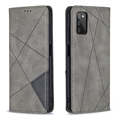 Handytasche Stand Schutzhülle Flip Leder Hülle B07F für Samsung Galaxy A02s Grau