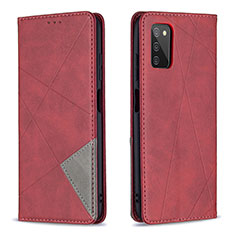 Handytasche Stand Schutzhülle Flip Leder Hülle B07F für Samsung Galaxy A02s Rot