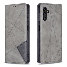 Handytasche Stand Schutzhülle Flip Leder Hülle B07F für Samsung Galaxy A04s Grau