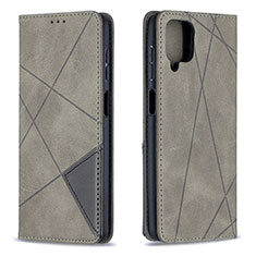 Handytasche Stand Schutzhülle Flip Leder Hülle B07F für Samsung Galaxy A12 5G Grau