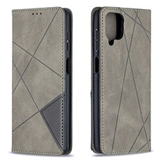 Handytasche Stand Schutzhülle Flip Leder Hülle B07F für Samsung Galaxy A12 Nacho Grau