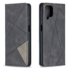 Handytasche Stand Schutzhülle Flip Leder Hülle B07F für Samsung Galaxy A12 Schwarz