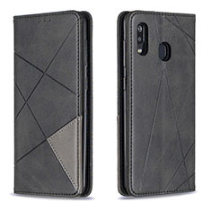 Handytasche Stand Schutzhülle Flip Leder Hülle B07F für Samsung Galaxy A20 Schwarz