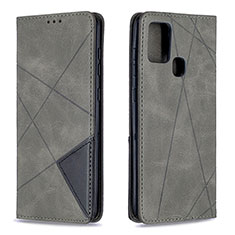 Handytasche Stand Schutzhülle Flip Leder Hülle B07F für Samsung Galaxy A21s Grau