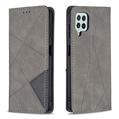 Handytasche Stand Schutzhülle Flip Leder Hülle B07F für Samsung Galaxy A22 4G Grau