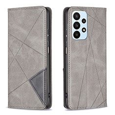 Handytasche Stand Schutzhülle Flip Leder Hülle B07F für Samsung Galaxy A23 4G Grau