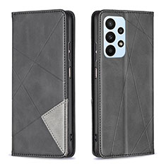 Handytasche Stand Schutzhülle Flip Leder Hülle B07F für Samsung Galaxy A23 4G Schwarz